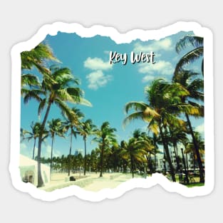 Beautiful photography of Key West Florida blue sky palm tree landscape USA nature lovers Sticker